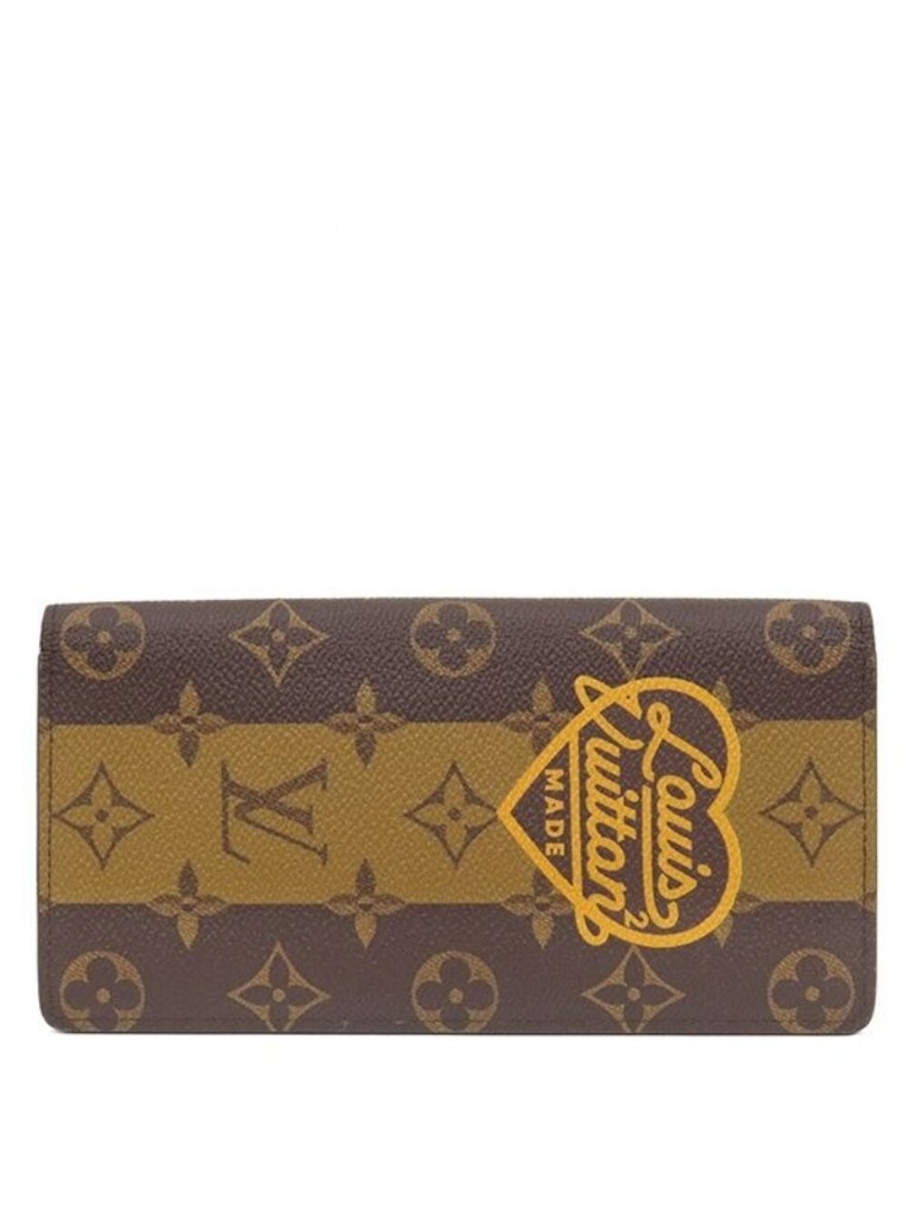 Louis Vuitton Wallet Portefeuille Brazza Monogram Canvas Stripe Gold NIGO